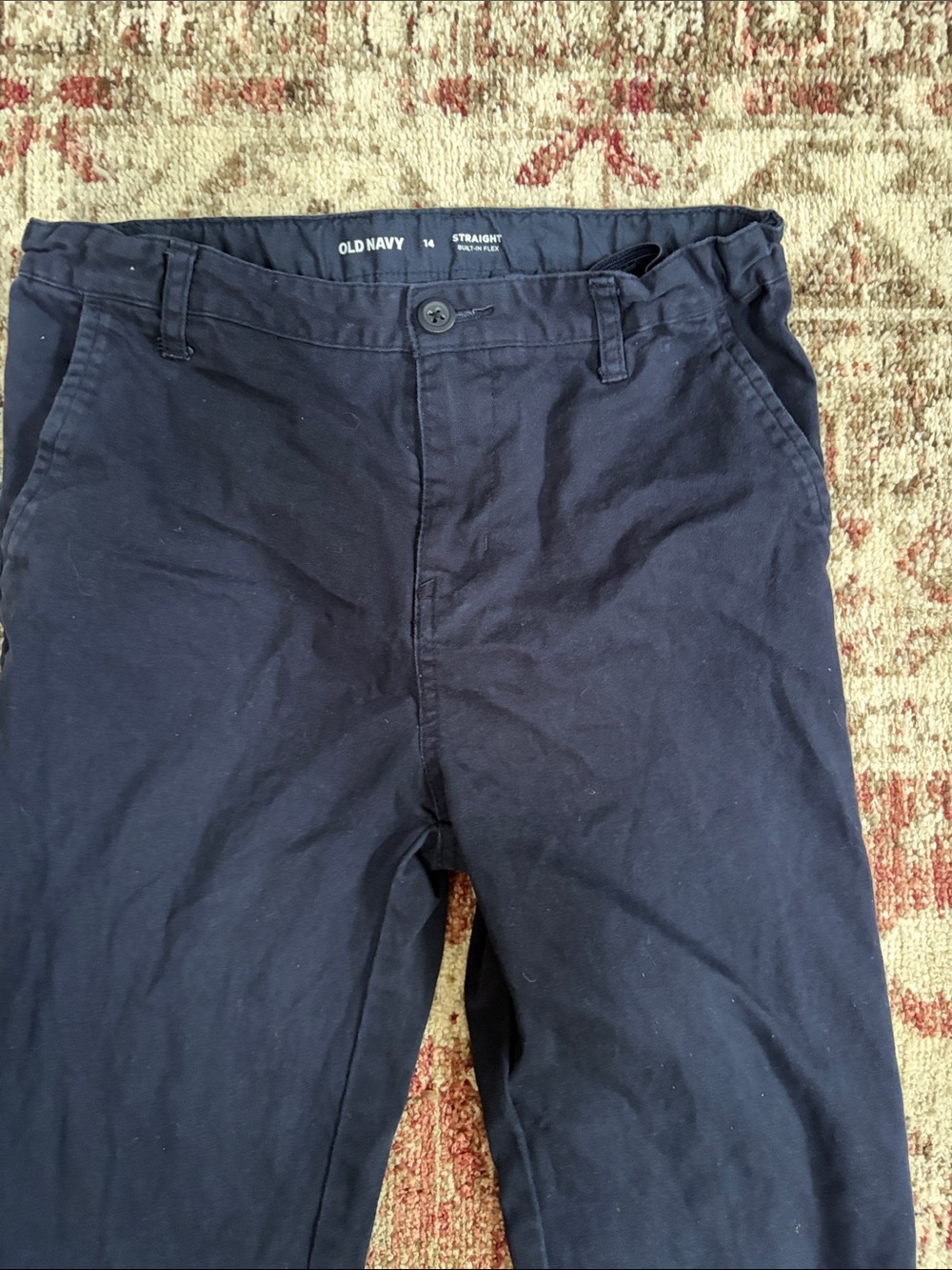 Old Navy Boys Straight Chino Pants - Navy - adjustable waist